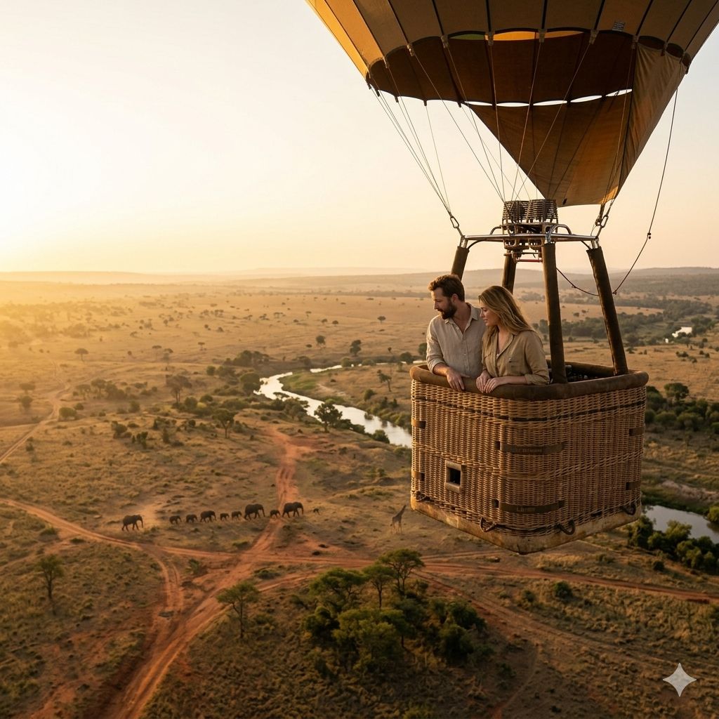 Afrikanische Heißluftballon-Safari